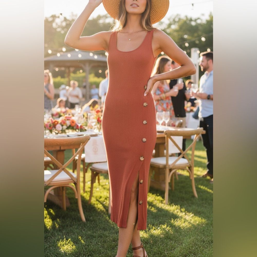 Hippie Rose Sleeveless Ribbed Midi Dress